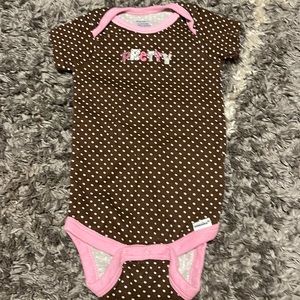 Brown with pink edges with white poka dots